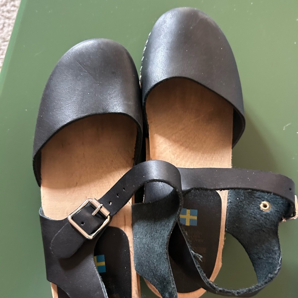 MIA Black Leather Mary Jane Clog Mules